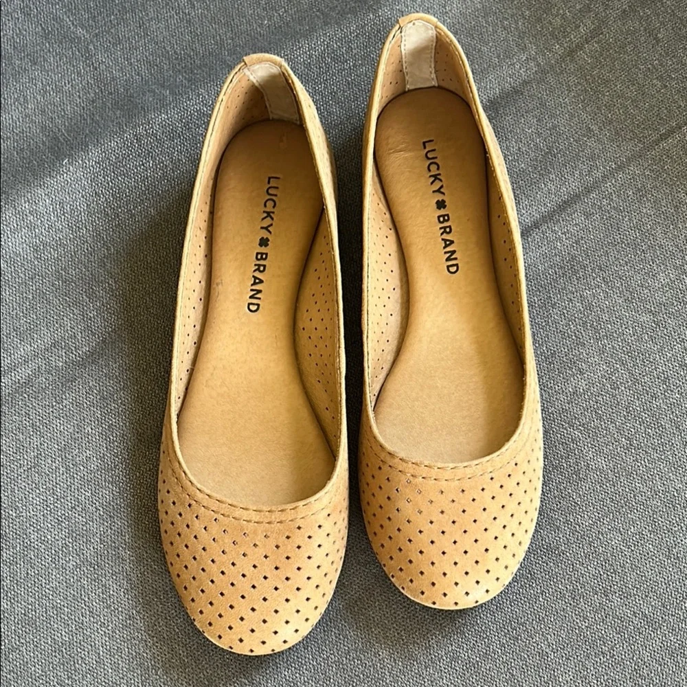 Lucky Brand Tan Perforated Flats - Picture 2 of 6